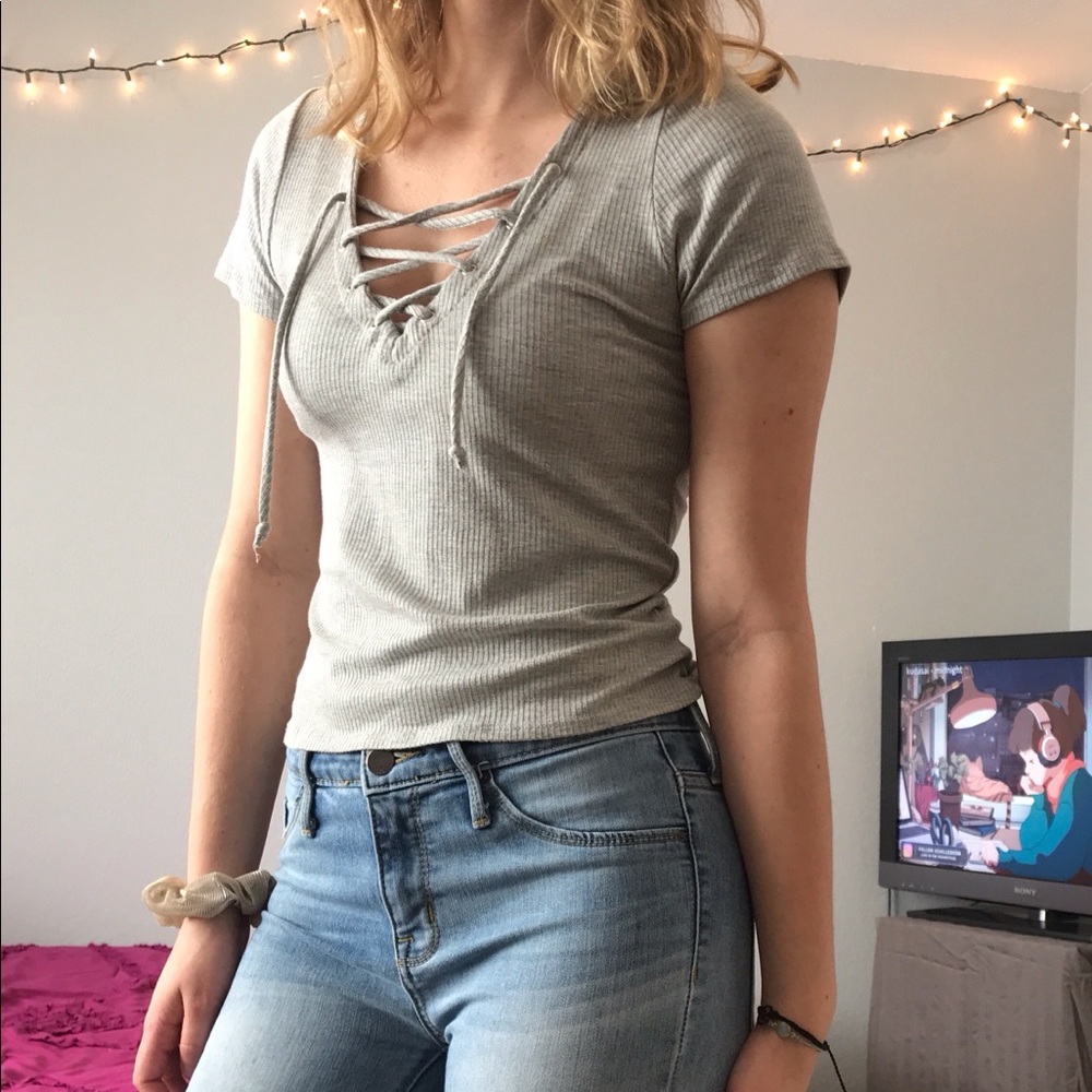 Gray crop top